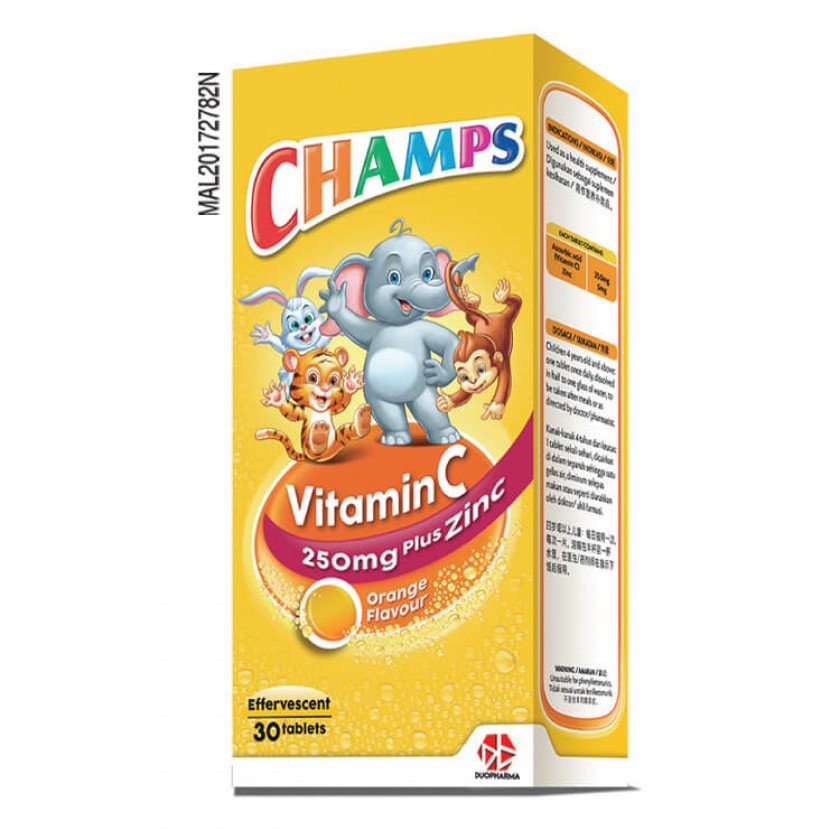 CHAMPS EFFERVESCENT VIT C PLUS ZINC 30's  